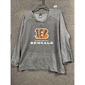 Cincinnati Bengals Pullover Sweatshirt Womens 1X Gray NFL Football Sleepwear Top